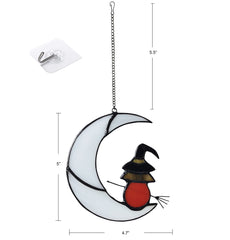 ZUAJITER Witch On Moon Suncatcher with light shining through