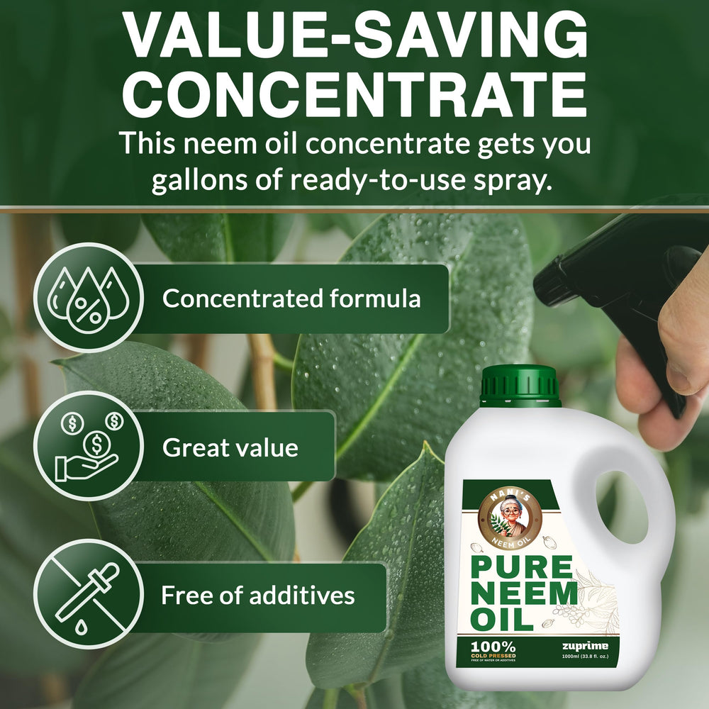 Zuprime Pure Neem Oil Concentrate back view with instructions