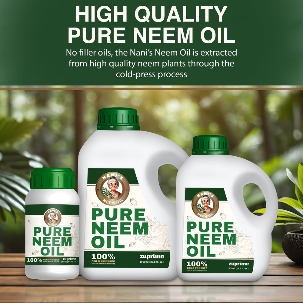 Zuprime Pure Neem Oil Concentrate packaging with dimensions