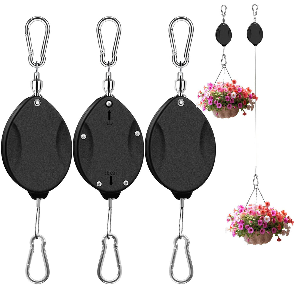 ZUZUAN 3 Pcs retractable plant hanger black set front view