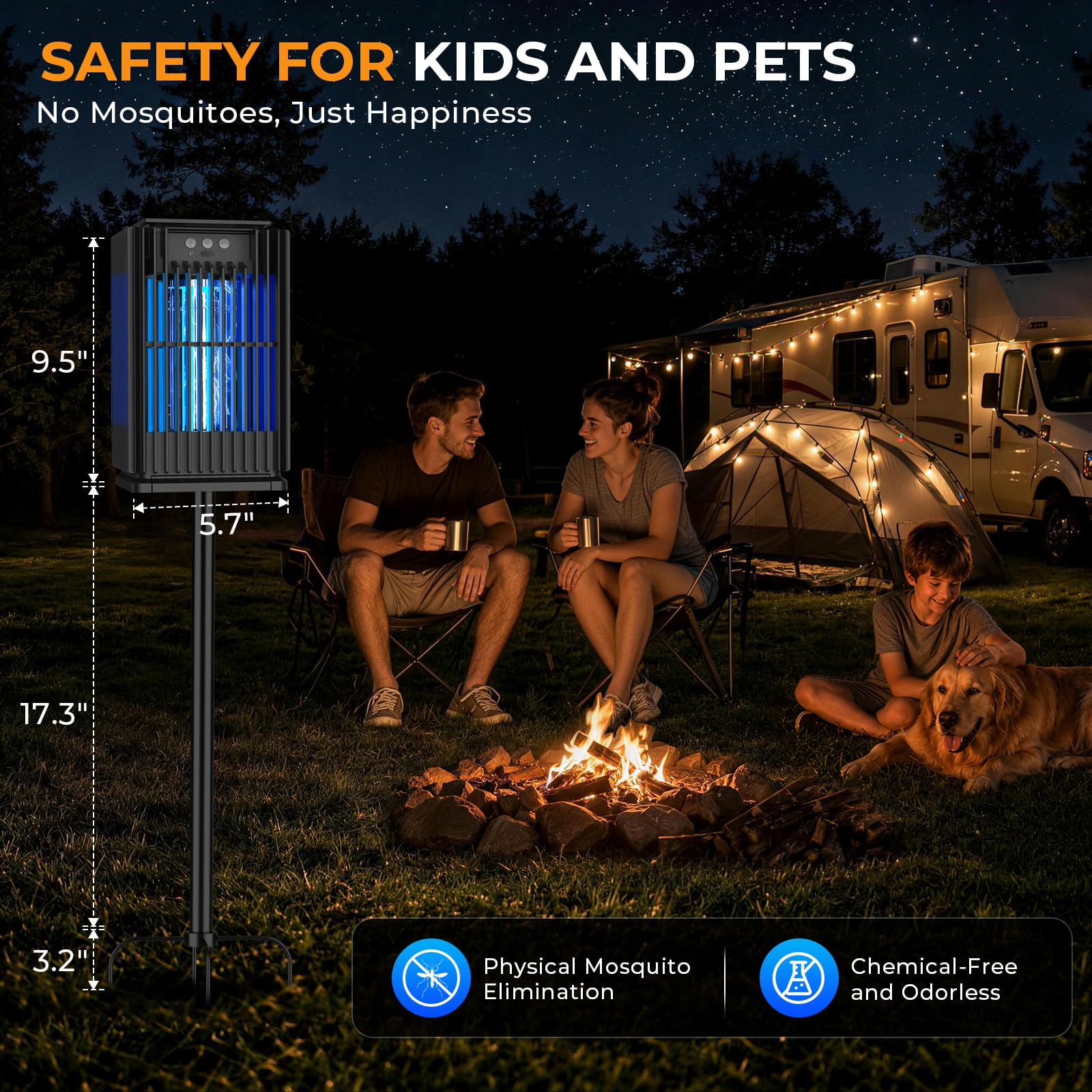 Zwiran Solar Bug Zapper charging with Type-C cable