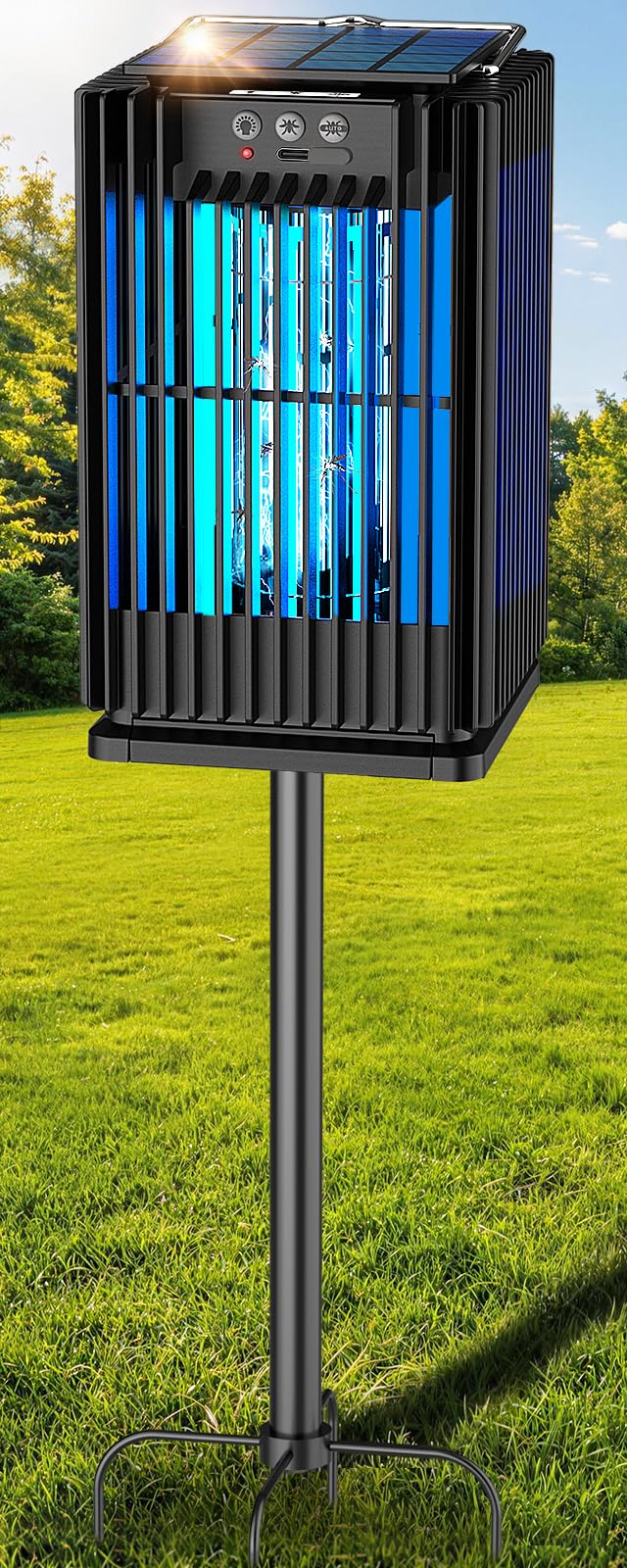 Zwiran Solar Bug Zapper outdoor black model front view