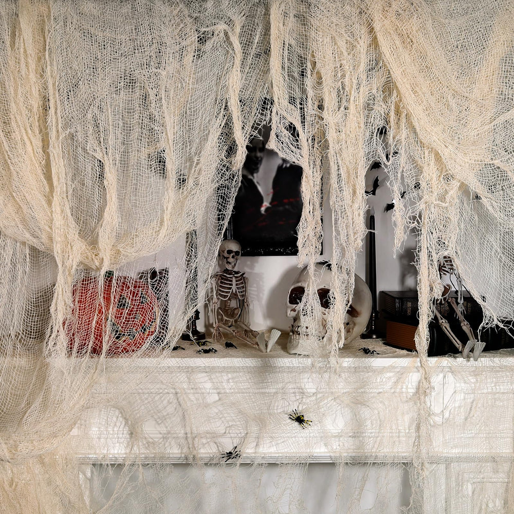ZYP Halloween Creepy Cloth 320 x 80 inches in beige color, laid out flat