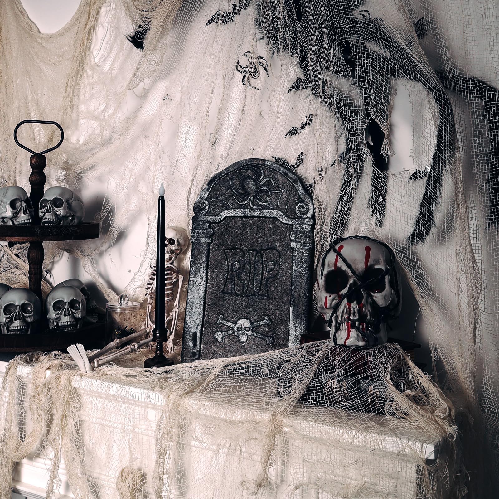 ZYP Halloween Creepy Cloth draped over a table with spooky decorations