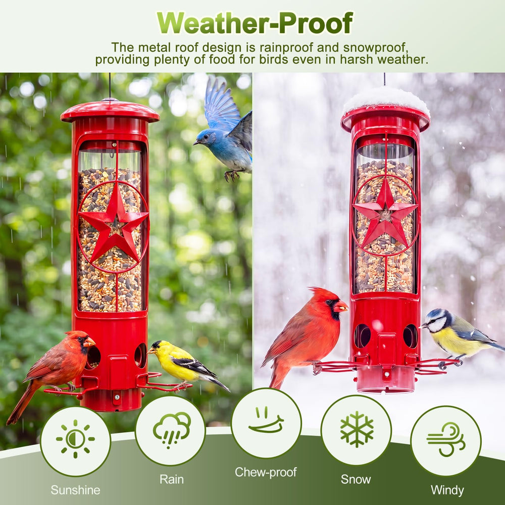 ZZOOEE bird feeder hanging outdoors in a garden